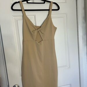 Tan Tie Front Bodycon Mini Dress